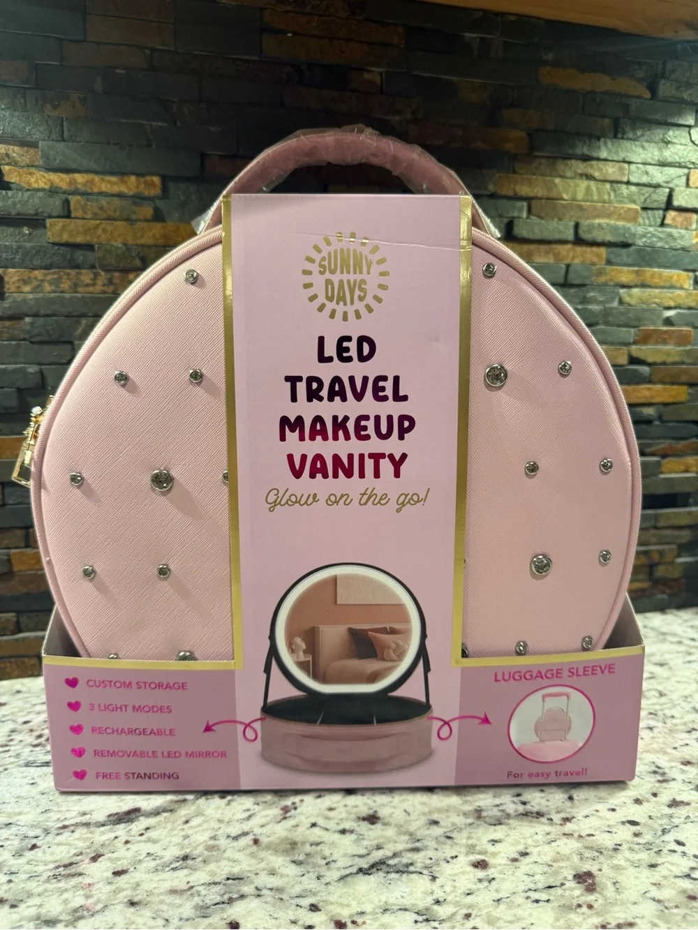 Pink LED Travel Makeup Vanity Bag
